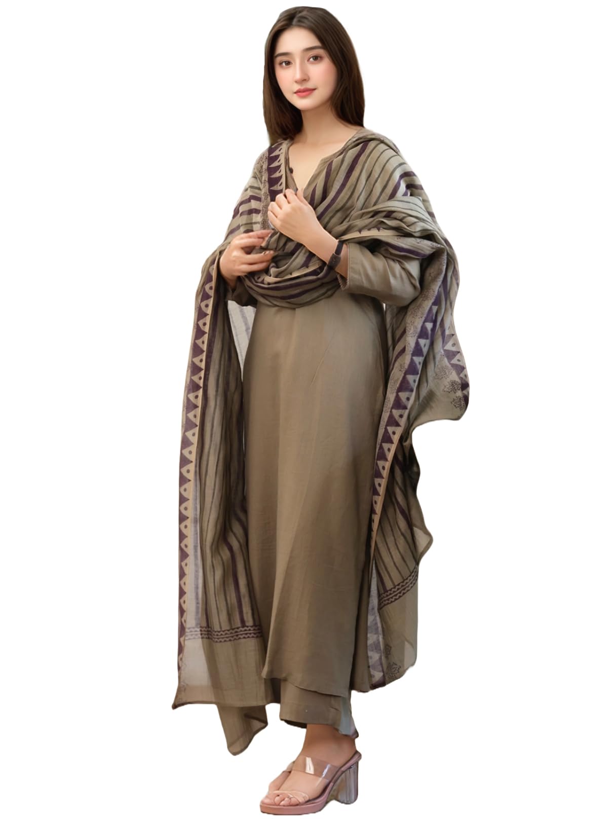 ANNI Designer Women's Rayon Viscose Straight Solid Kurta with Pant & Dupatta